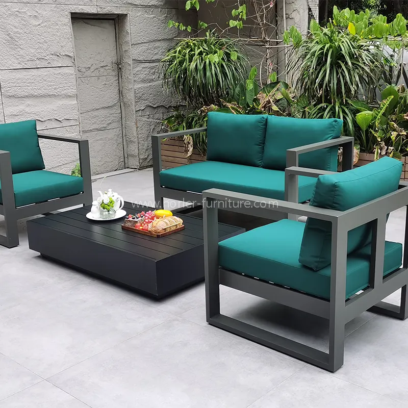 Svart aluminium grønn vanntett stoff patio hage sofa