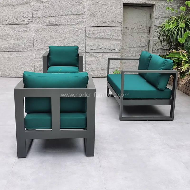 Svart aluminium grønn vanntett stoff patio hage sofa