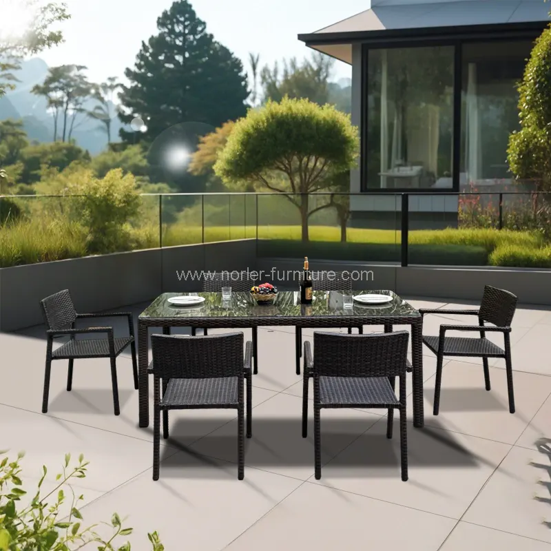 Slitesterk utendørs aluminiumsramme PE Rattan Dining Set