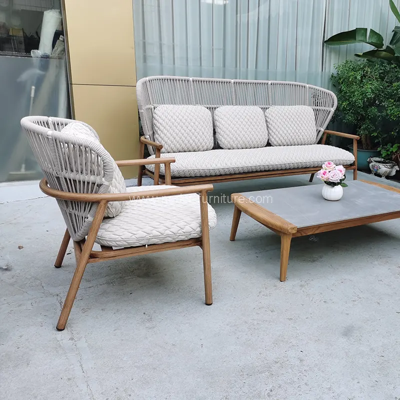 Slitesterk teak tau utendørs sofa