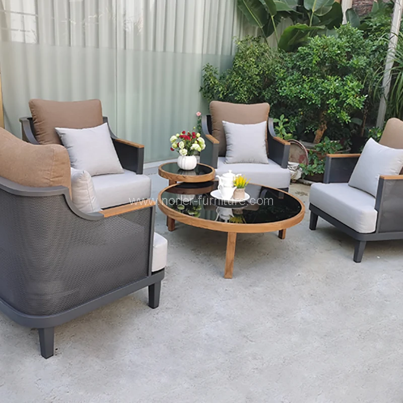 Mote utendørs sofa aluminiumsramme polstret lenestol