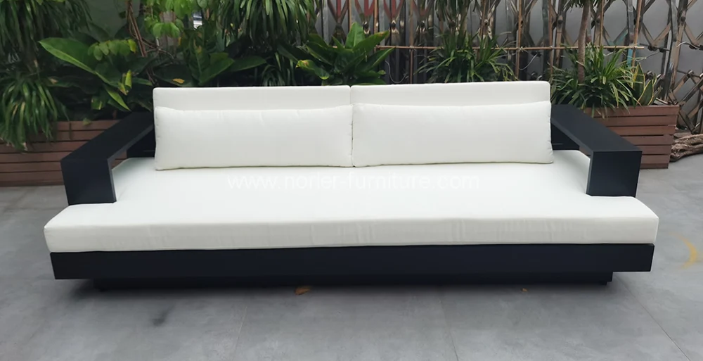 Modern Minimalist Black Aluminum Frame Outdoor Sofa