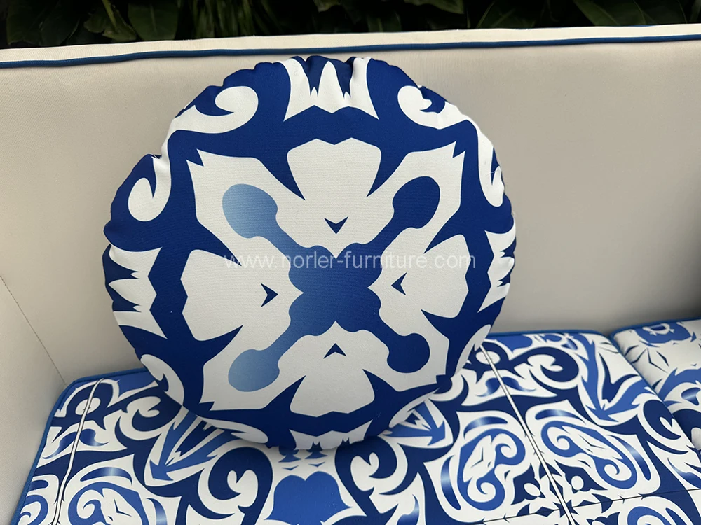 Modern Outdoor Aluminum Frame brushed Wood Grain Sofa