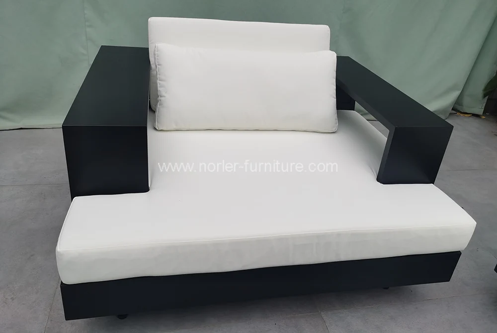 Modern Minimalist Black Aluminum Frame Outdoor Sofa