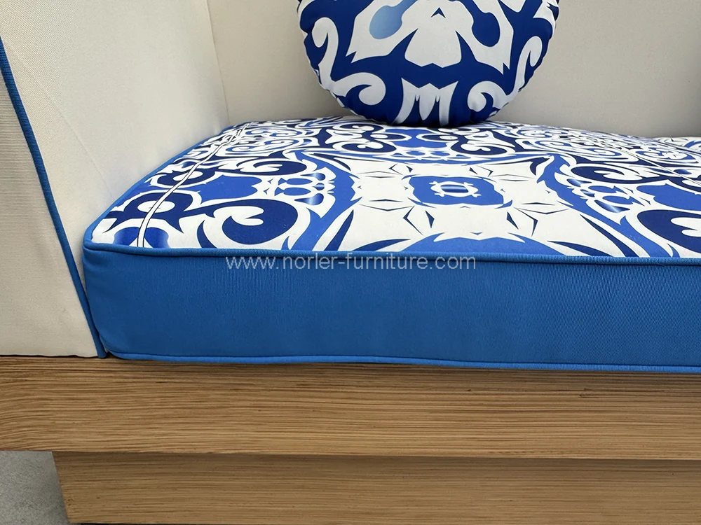 Modern Outdoor Aluminum Frame brushed Wood Grain Sofa