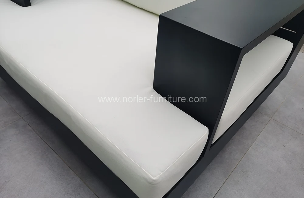 Modern Minimalist Black Aluminum Frame Outdoor Sofa
