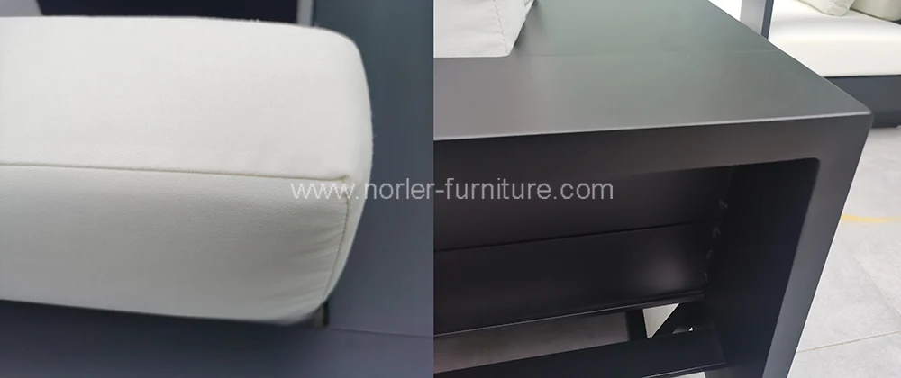 Modern Minimalist Black Aluminum Frame Outdoor Sofa