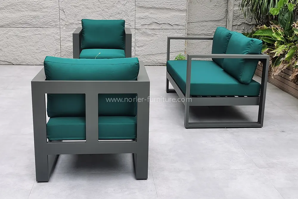 Black Aluminum Green Waterproof Fabric Patio Garden Sofa