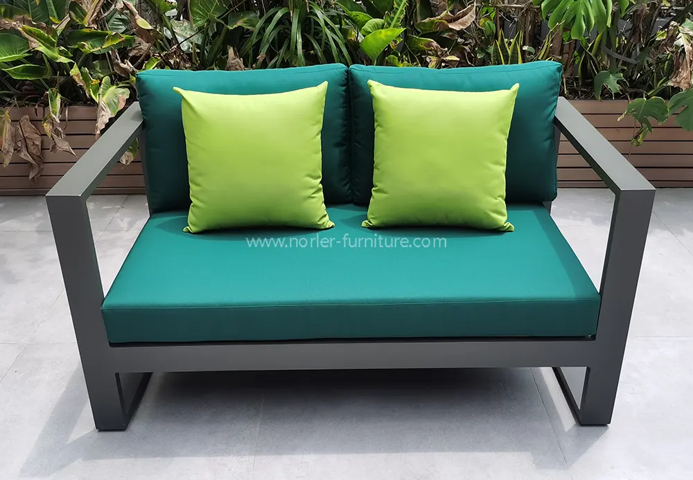 Black Aluminum Green Waterproof Fabric Patio Garden Sofa