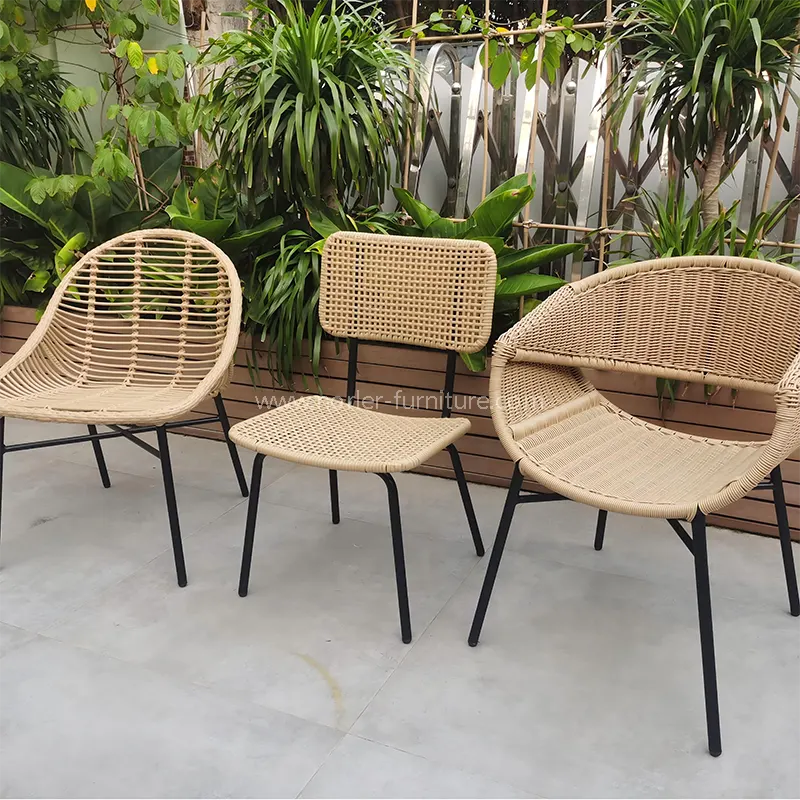 Luksuriøs utendørs aluminiumsramme Rattan balkongstol