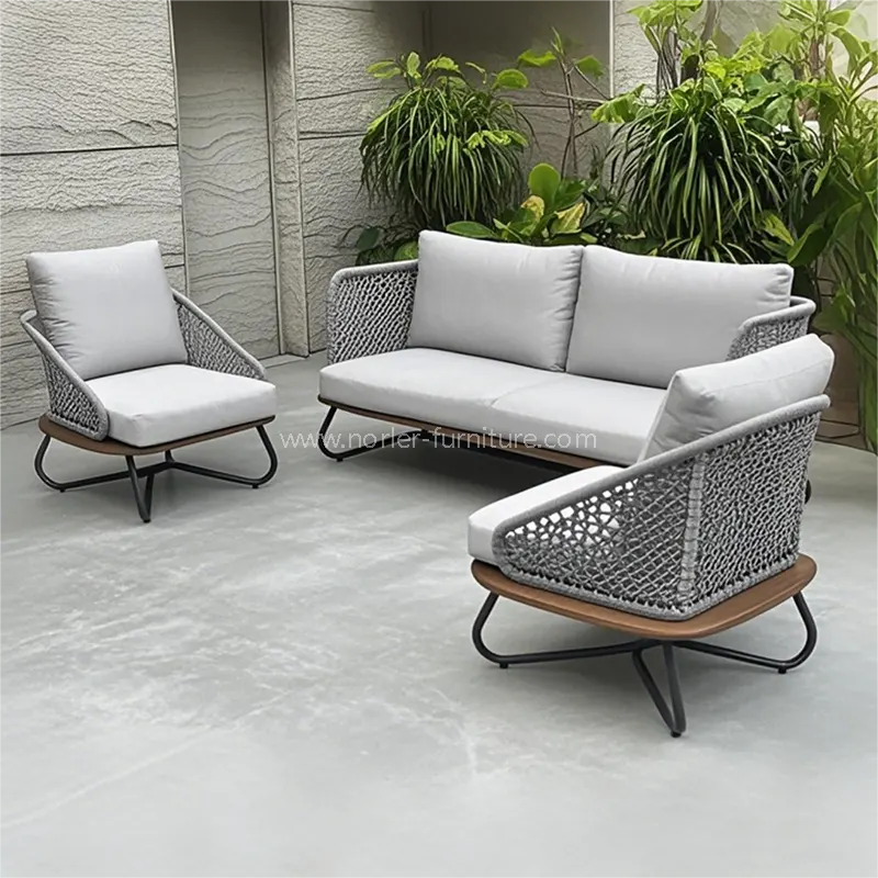 Moderne utendørs aluminiumsramme teak basesofa sett