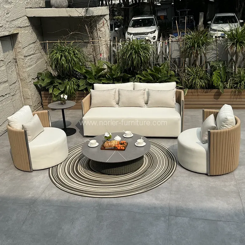 Moderne utendørs tau aluminiumsramme sofa