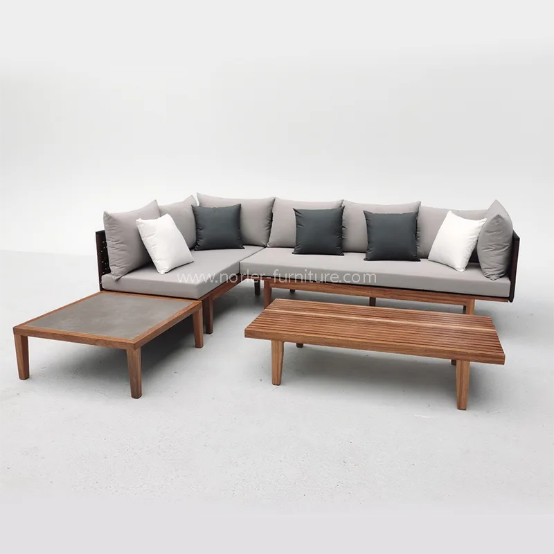 Moderne utendørs teak treramme Vevd sofa
