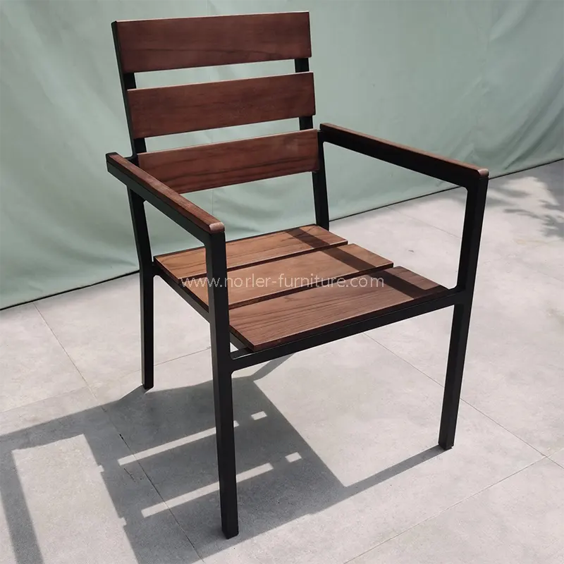 Utendørs aluminiumsramme Full teak tre stol