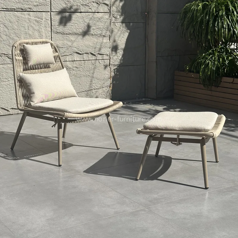 Utendørs aluminiumstau veving av fritidsstol