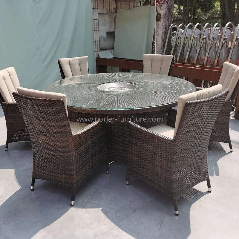 Utendørs moderne aluminiumsramme PE Rattan Dining Set